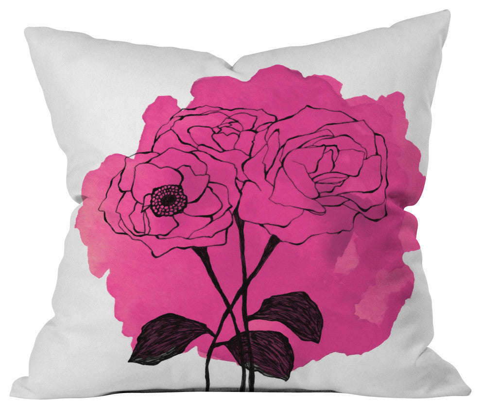 Deny Designs Morgan Kendall Pink Spray Roses Outdoor Throw Pillow