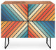 Deny Designs Celebration 1 Credenza, Walnut, Black Steel legs