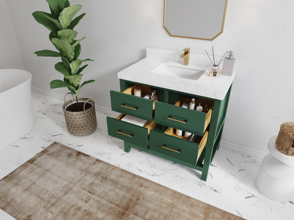 Parker 36" Single Sink Bath Vanity, Lafayette Green 2" Viola Brown