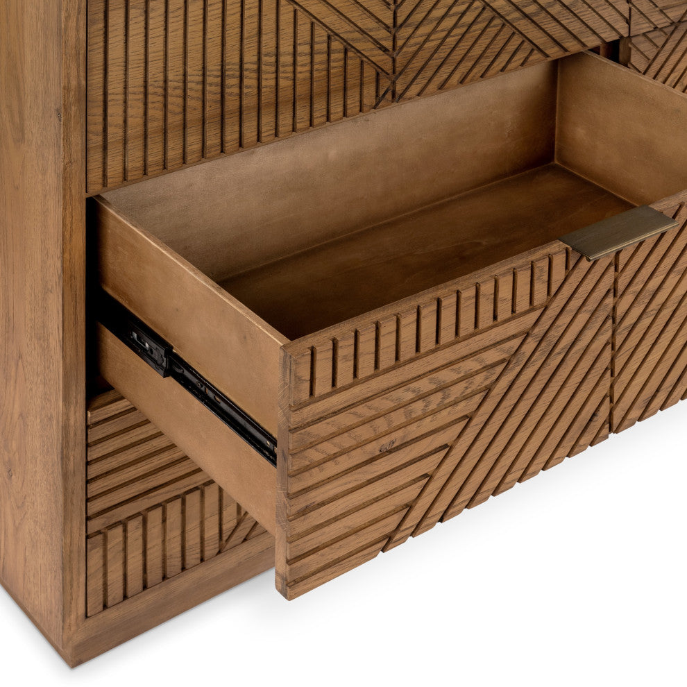 Santa Clara 6-Drawer Wood Dresser, Oak Golden