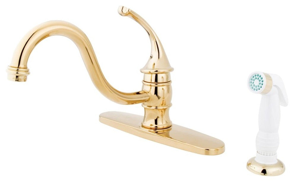 Georgian Single Handle 8" Kitchen Faucet with Non-Metallic Sprayer