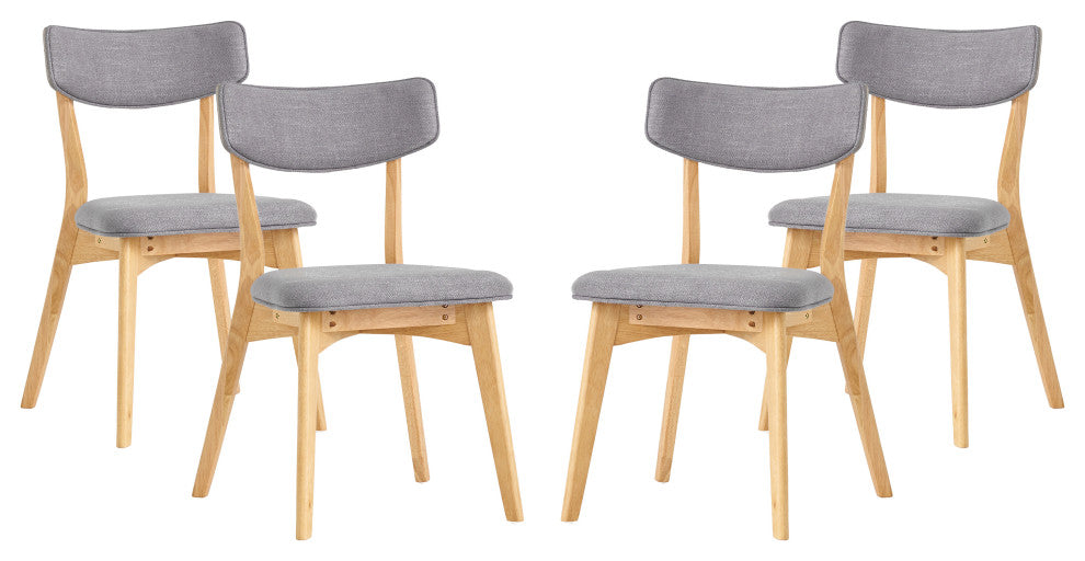 GDF Studio Mid-Century Modern Upholstered Dining Chairs, Set of 4, Dark Gray/Oak