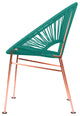 Concha Indoor/Outdoor Handmade Dining Chair, Turquoise Weave, Copper Frame