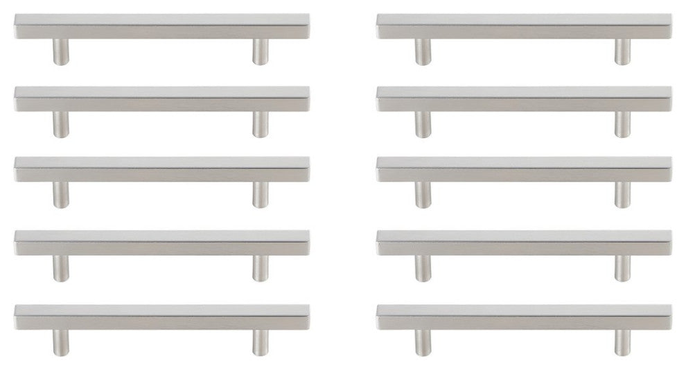 5" Center To Center Brushed Nickel Modern Zinc Alloy Cabinet Pull, Pack