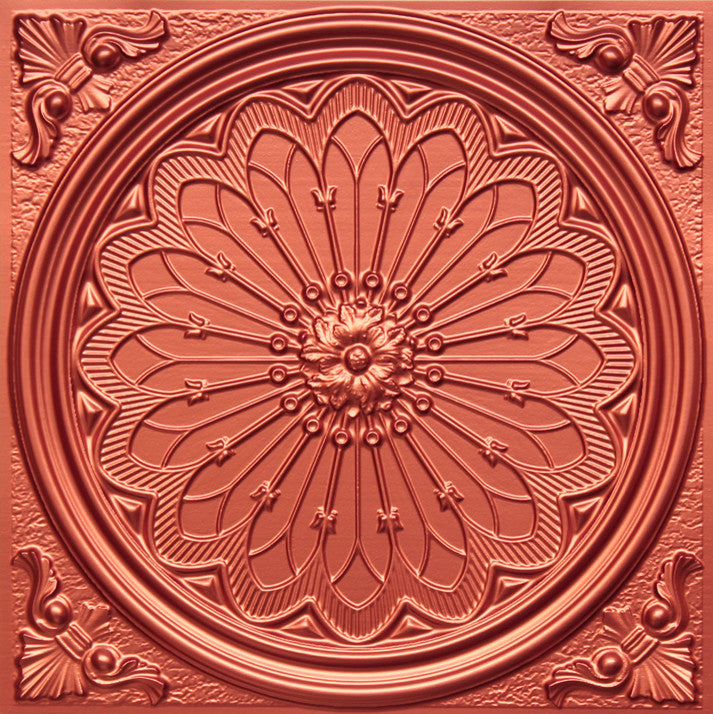 24"x24" PVC Faux Tin Ceiling Tiles, Glue-up or Drop-in, Set of 6, Brass