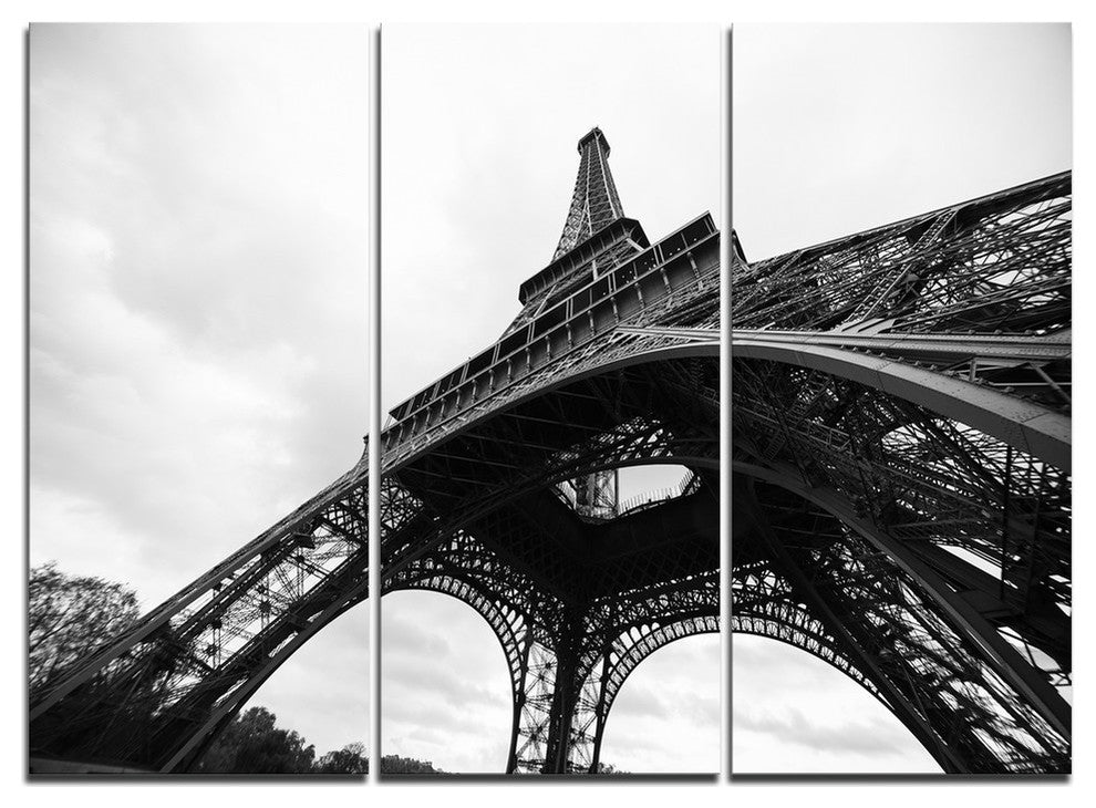 "Paris Eiffel Tower Side View" Metal Wall Art, 3 Panels, 36"x28"