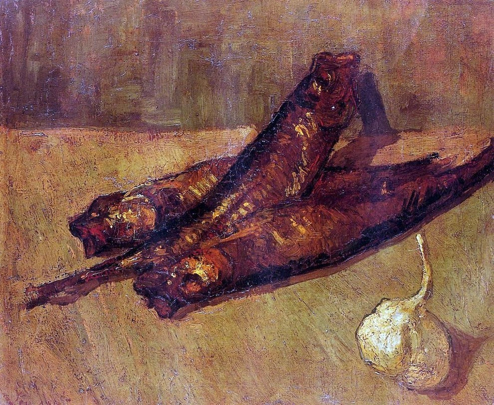 Vincent Van Gogh Still Life with Bloaters and GarlicPremium Canvas Print