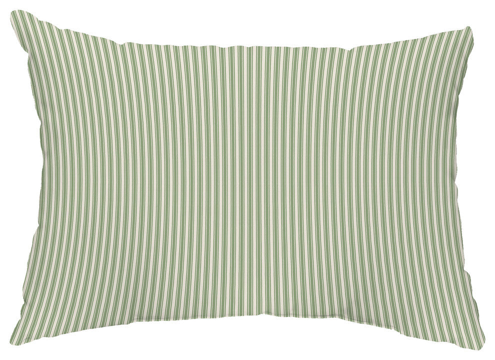 Ticking Stripe 14"x20" Decorative Stripe Outdoor Pillow, Green