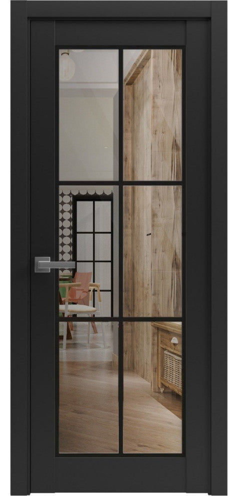 Solid French Door 28x80 | Lucia 2366 Matte Black| Bathroom