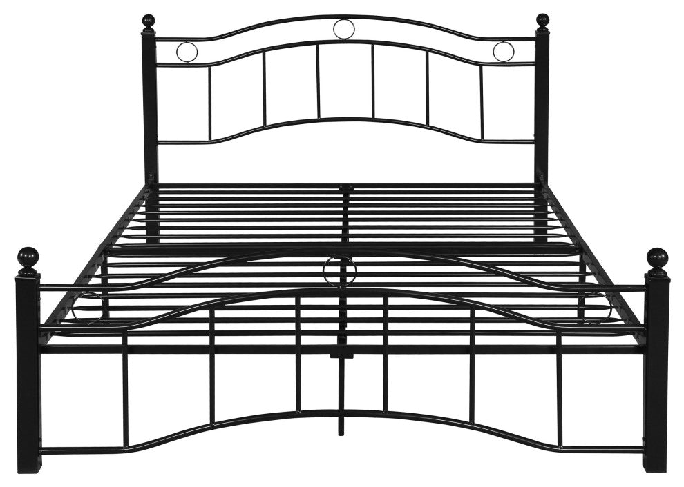 Hallie Contemporary Iron King Bed Frame, Flat Black