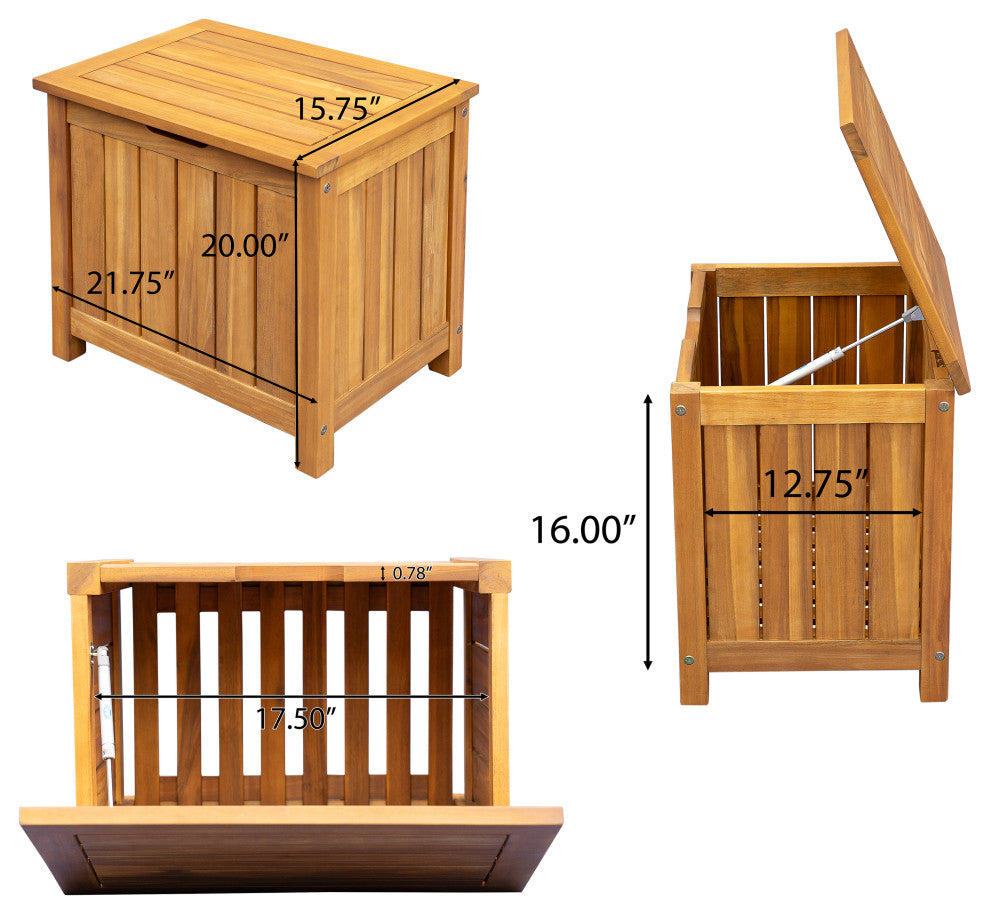 Travis Outdoor 30 Gallon Wood Storage Deck Box With Louvered Paneling, Teak