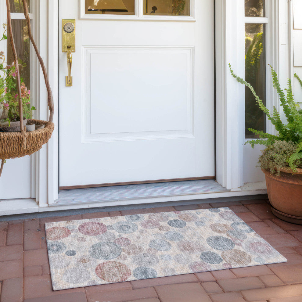 Machine Washable Indoor/Outdoor Chantille ACN1896 Peach 1'8" x 2'6" Rug