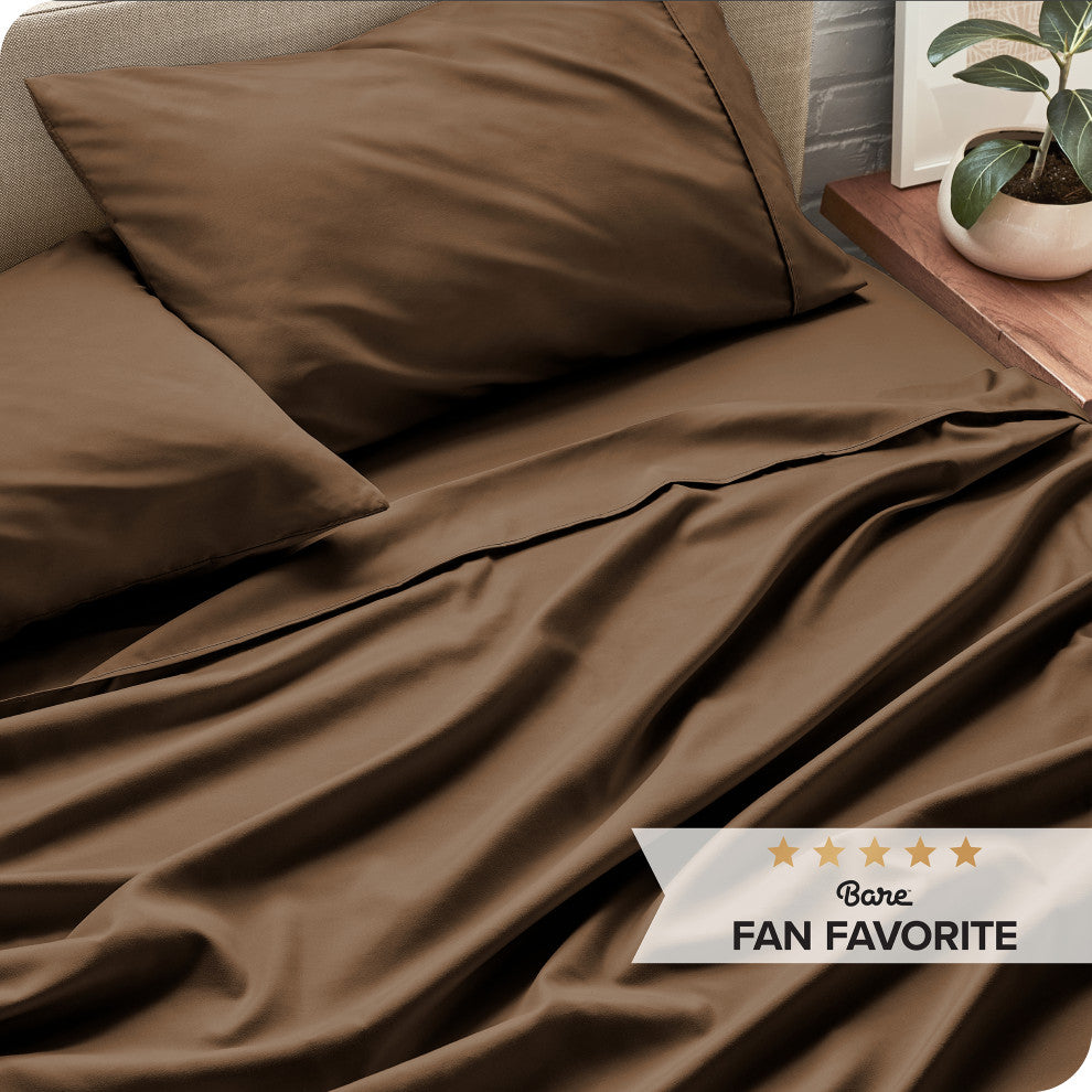 Bare Home Twin XL 1800 Microfiber Sheet Set, Cocoa