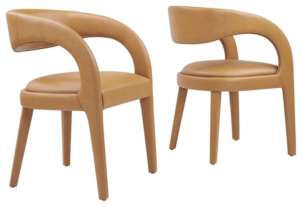 Pinnacle Vegan Leather Dining Chair Set of 2, Tan