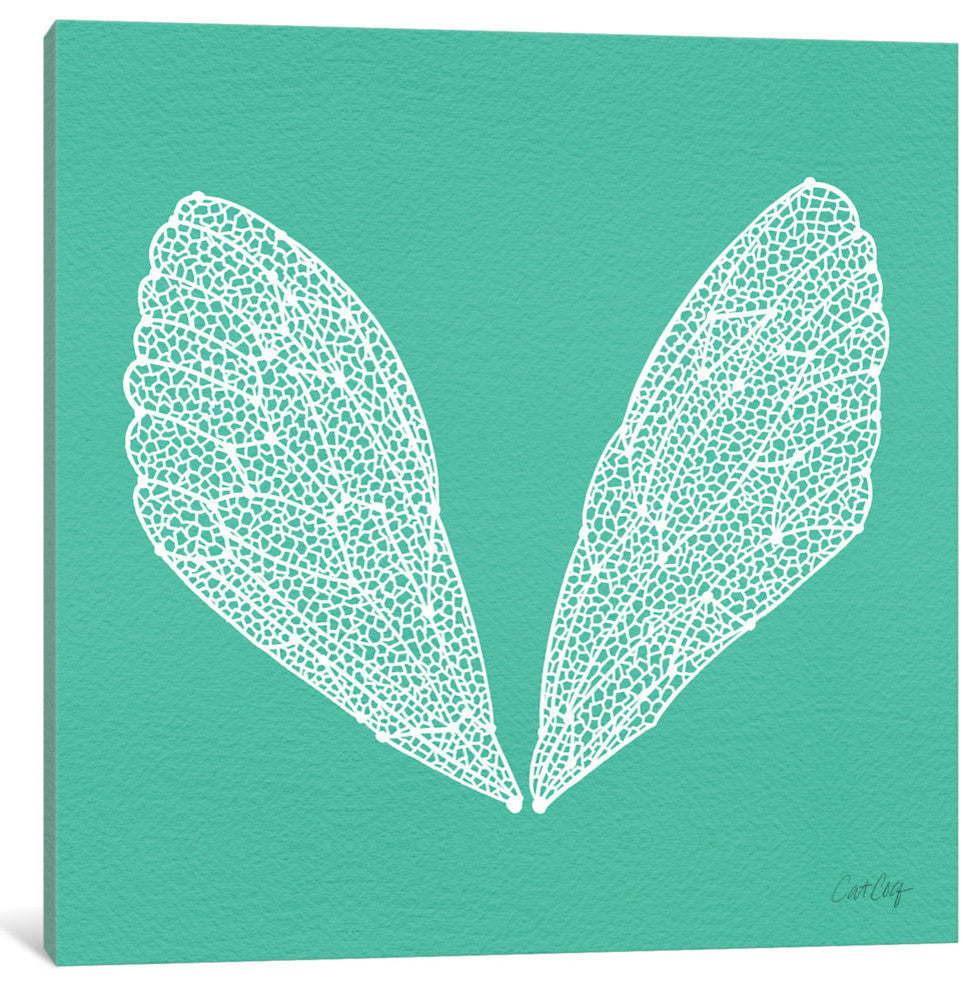 "Cicada Wings Turquoise White Artprint" by Cat Coquillette, 26x26x1.5