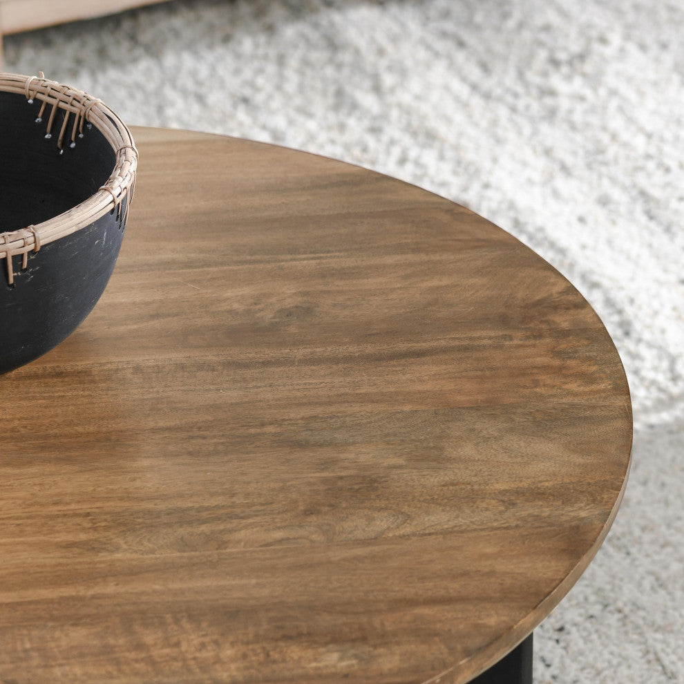 Penelope Mango Wood Two-Tone Coffee Table, Black