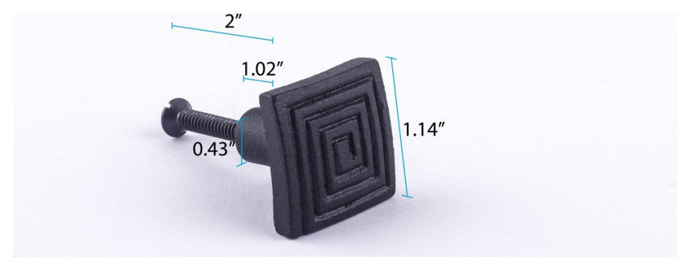 Square Maze Cabinet Hardware Iron Cabinet Knob Black Pack of 2