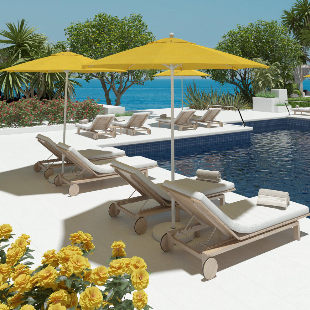 7.5' Fiberglass Umbrella White, Sunbrella, Spectrum Dove