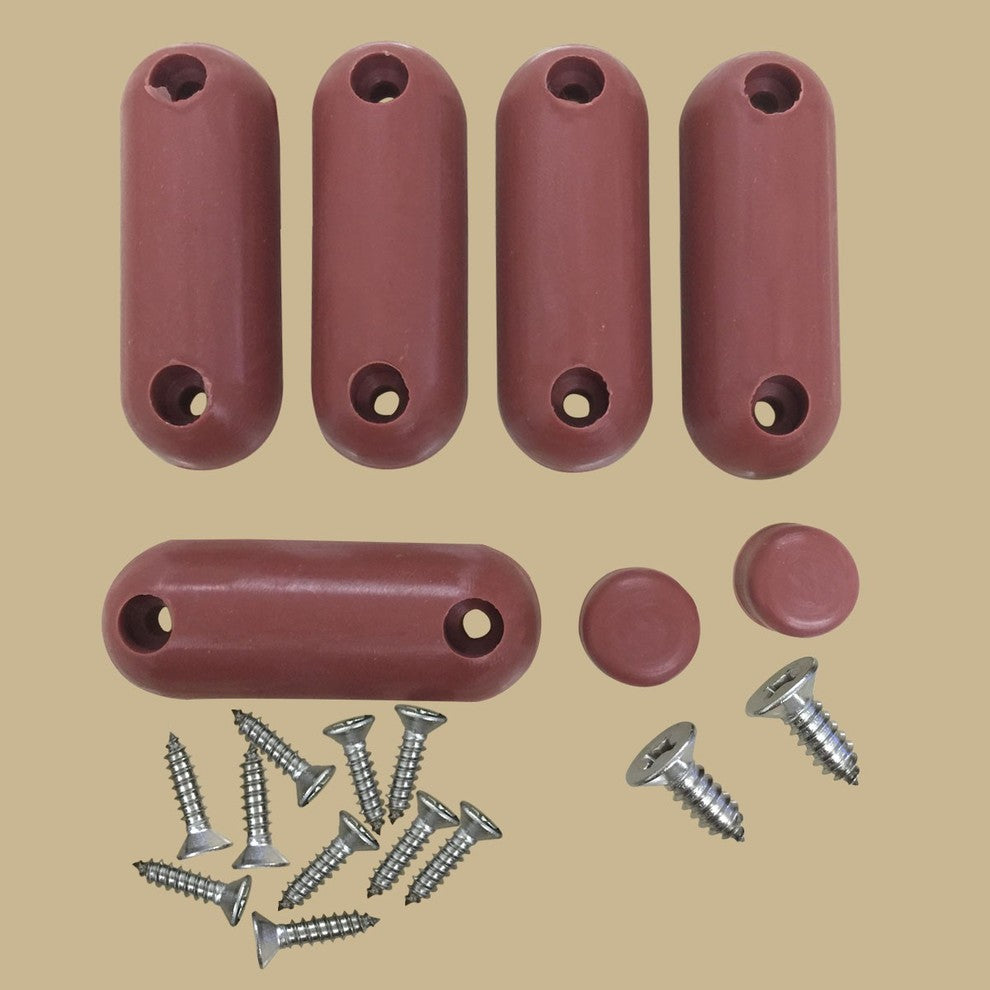 Toilet Seat Bumpers Brown Silicone Pack of 7 (5 Oblong 2 Round) with Screws