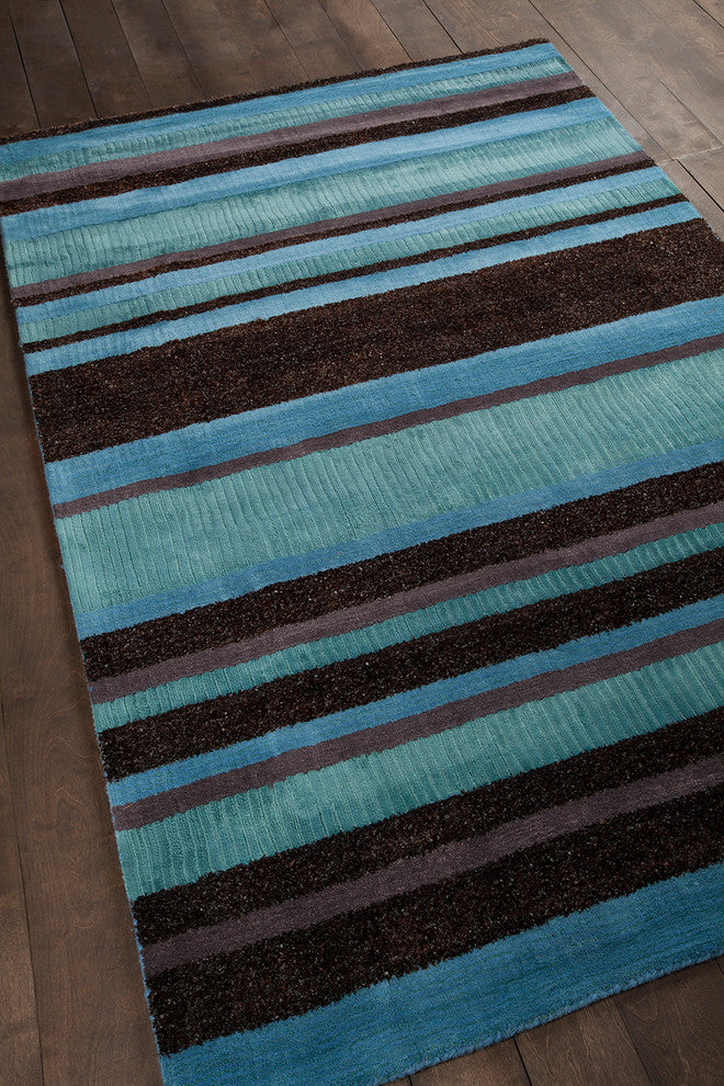 Amigo Contemporary Area Rug, Blue and Charcoal, 5'x7'6"