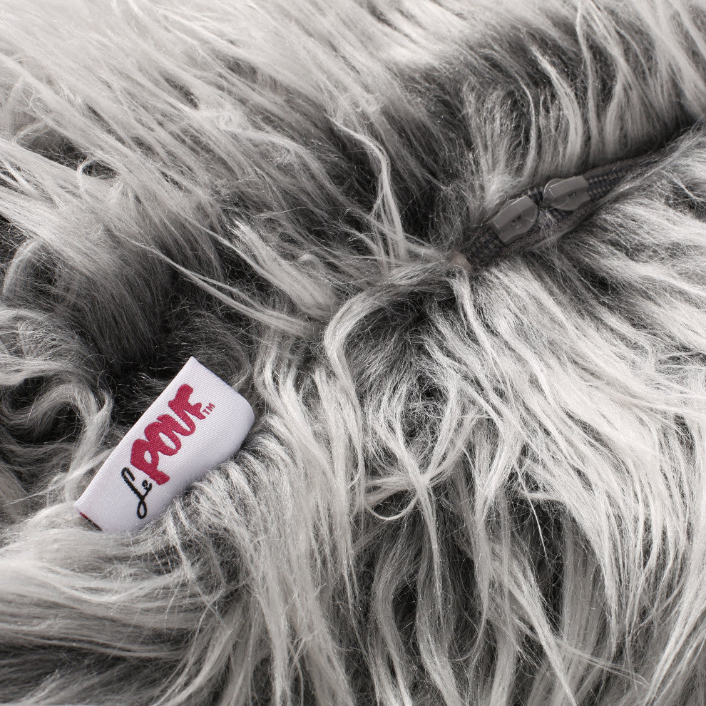 Dundas Modern Glam 3 Foot Faux Fur Bean Bag, Silver Gray