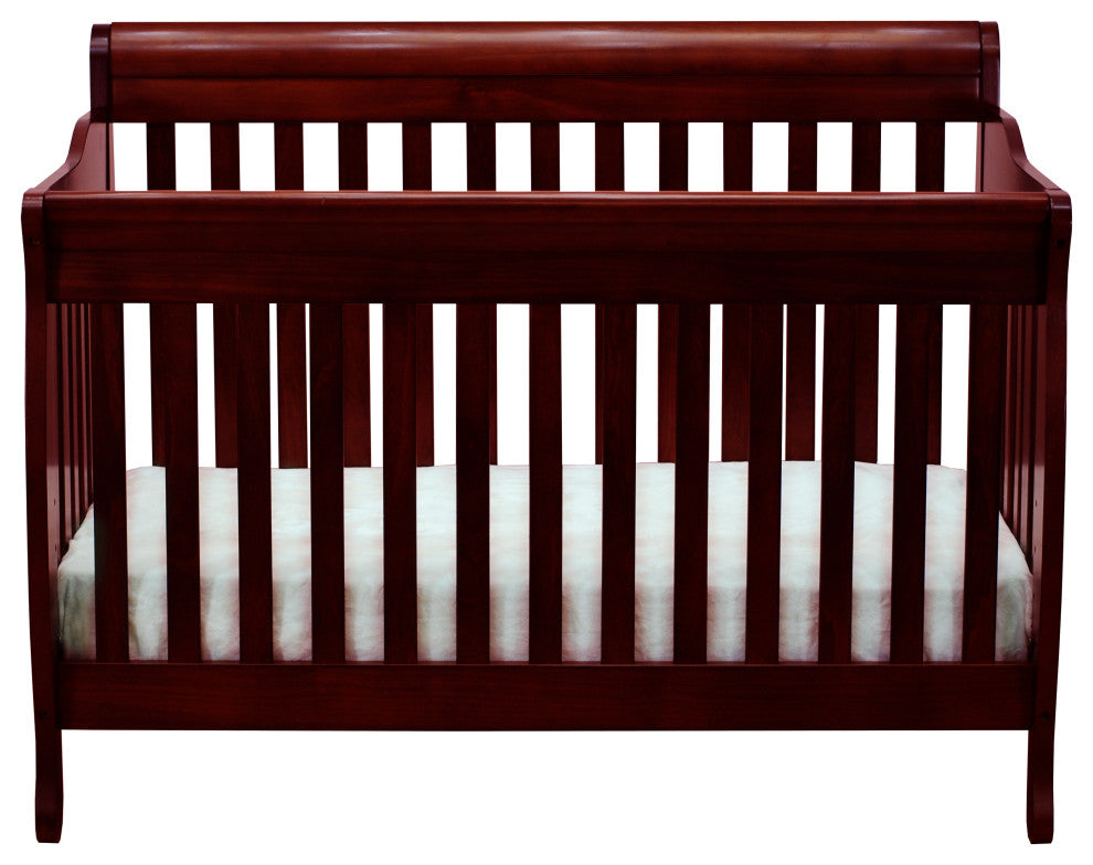 Baby Mile Eve 4-in-1 Convertible Crib With Guardrail, Cherry