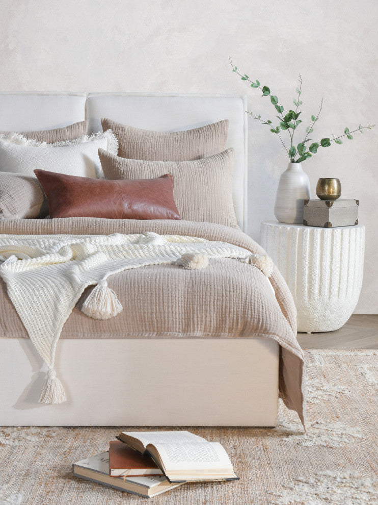 Camille Linen Sham, Natural, Euro Size