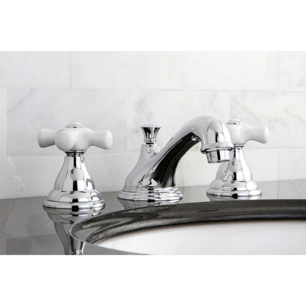 Kingston Brass Widespread Bathroom Faucet With Brass Pop-Up, Polished Chrome
