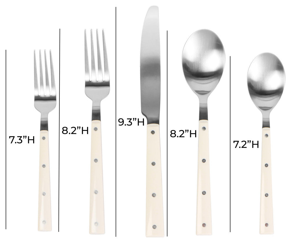 Soline Flatware Set of 20 Pieces, Cream
