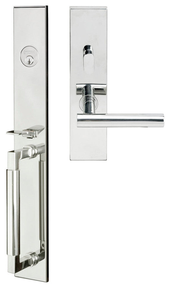 Copenhagen Lever, Mortise Entry Handleset, LHR, Polished Stainless Steel