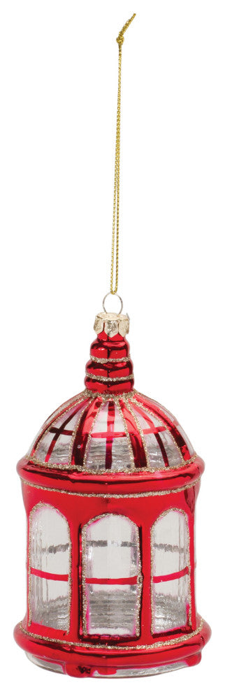 Glittered Glass Lantern Ornament, Set of 6