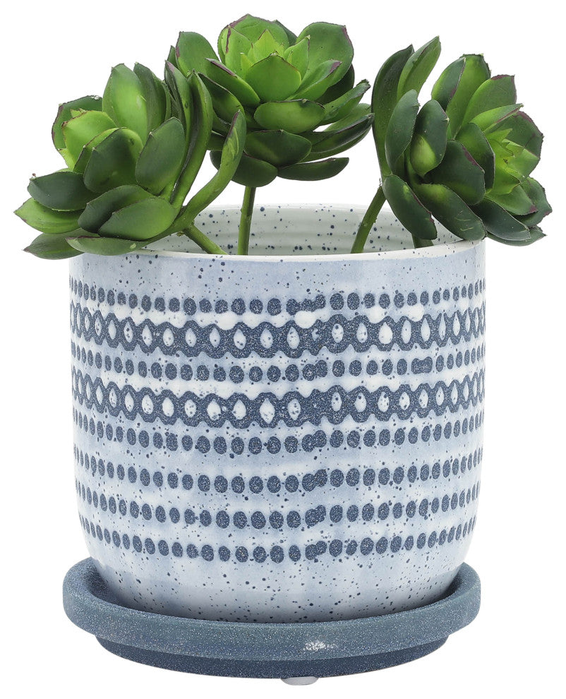 Ceramic 5" Planter With Saucer, Blue