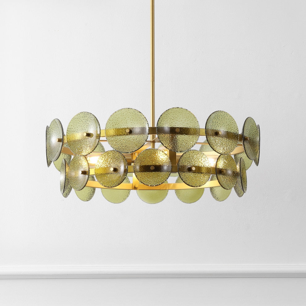 Safavieh Martini 4Lt 25" Chandelier, Green/Brass