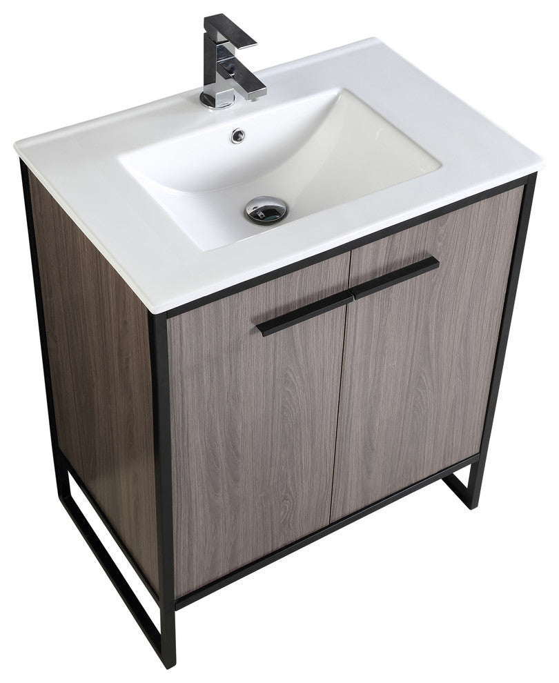 Fine Fixtures, Bathroom Vanity Set, Vireous China Sink Top, Gray Taupe, 30"