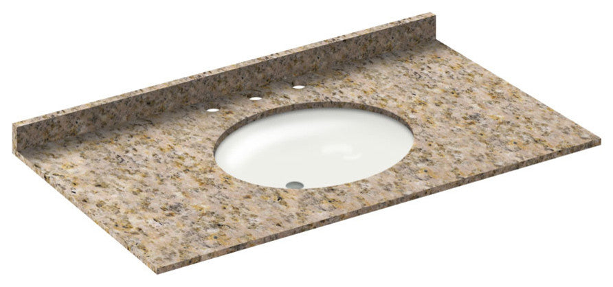 43x22 Wheat Granite Vanity Countertops, 8 Faucet Spread
