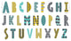 Modern Alphabet Fabric Wall Decals in Orange, Grey, Turquoise, Black