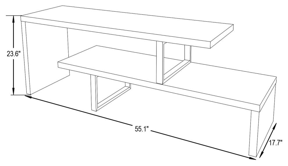 Orford Modern Open Concept Minimalist TV Stand with Iron Legs, Walnut