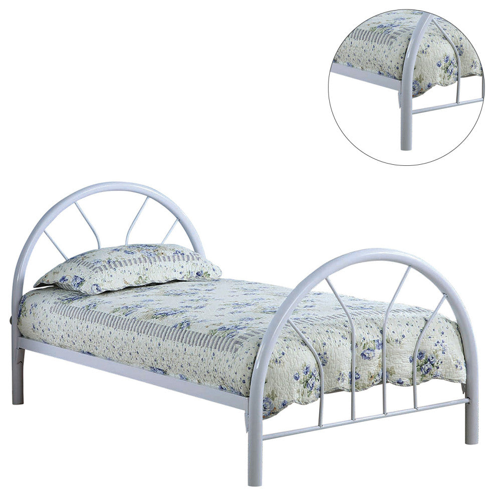 Contemporary Metal Twin Bed, White