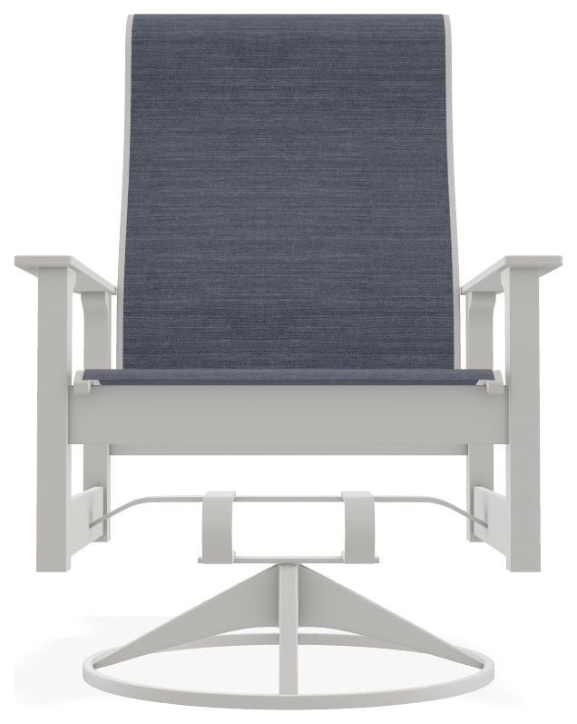 Leeward Sling Outdoor Swivel Rocker, Augustine Denim/Snow