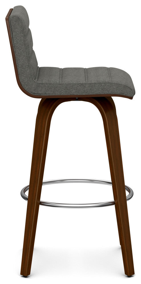 Roland Swivel Bar Stool, Grey Linen Look Fabric