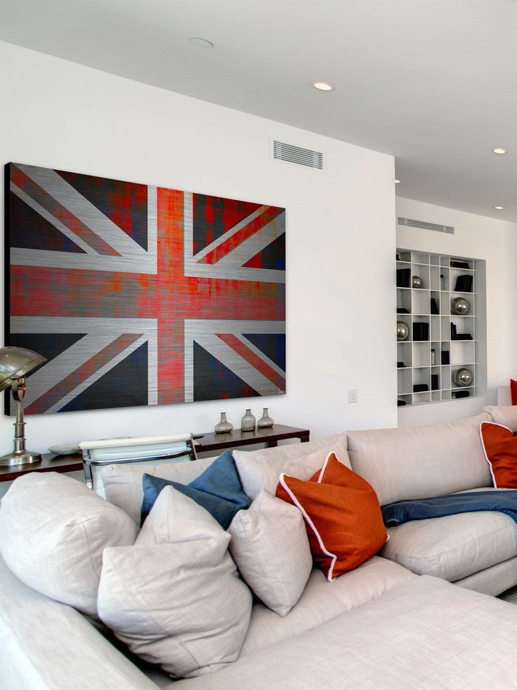 "Union Jack" Print on Brushed Aluminum, 36"x24"