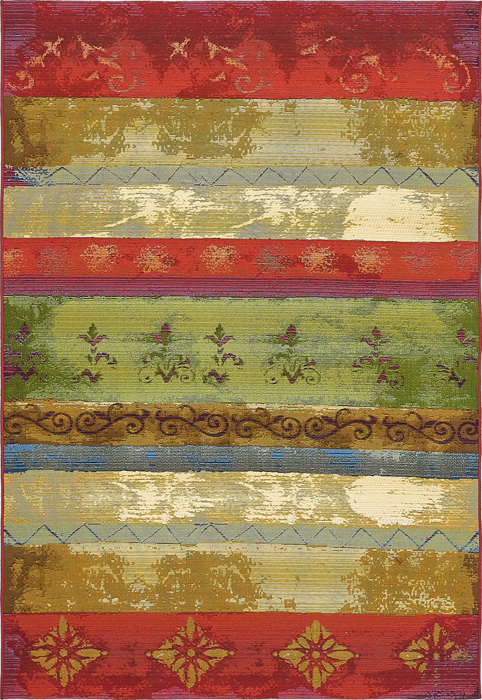 Unique Loom Multicolored Traditional Outdoor 5' 3 x 8' 0 Area Rug