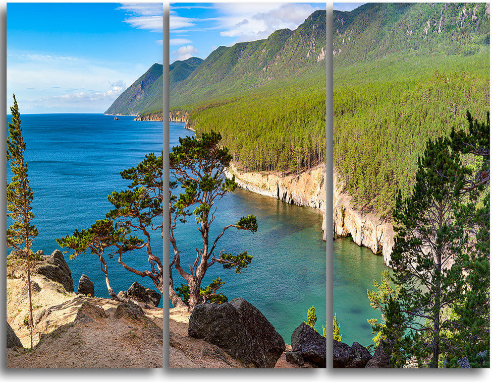 "Lake Baikal on Summer Day" Metal Wall Art, 3 Panels, 36"x28"