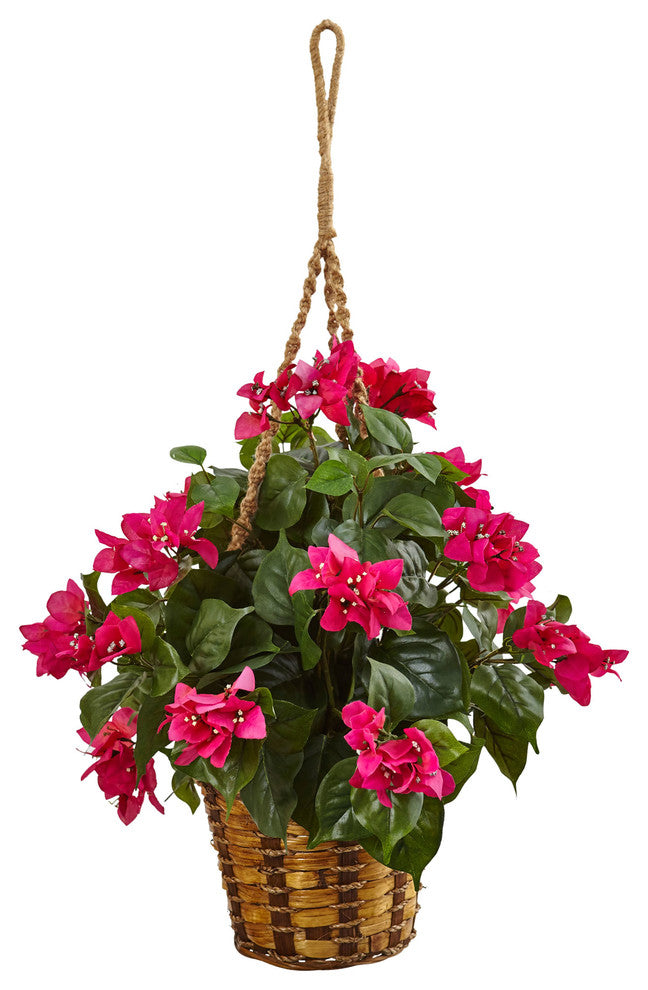 Bougainvillea Flowering Artificial Plant, Hanging Basket