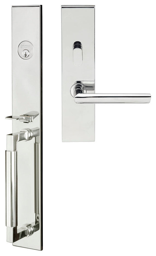 Stockholm Lever, Mortise Entry Handleset, LHR, Polished Stainless Steel