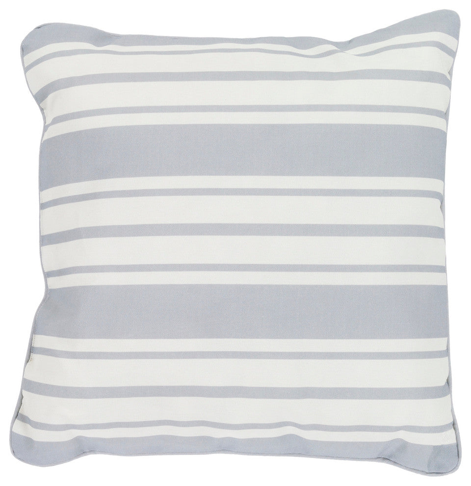 Surya Nautical Stripe Gray Pillow Cover 20"H X 20"W