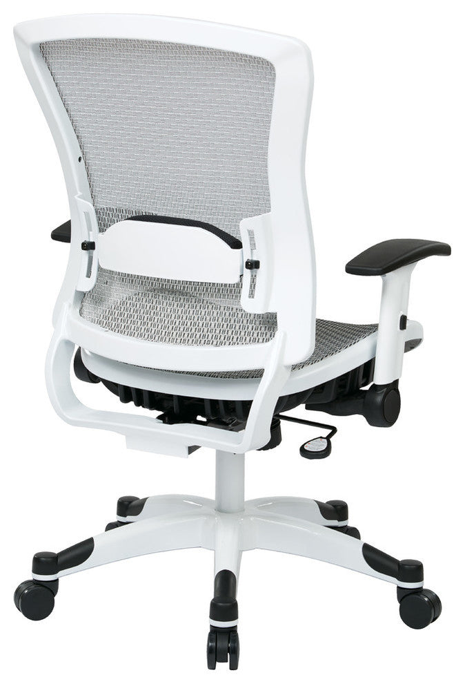 Managers Chair With Padded Mesh Seat and Back, White Frame