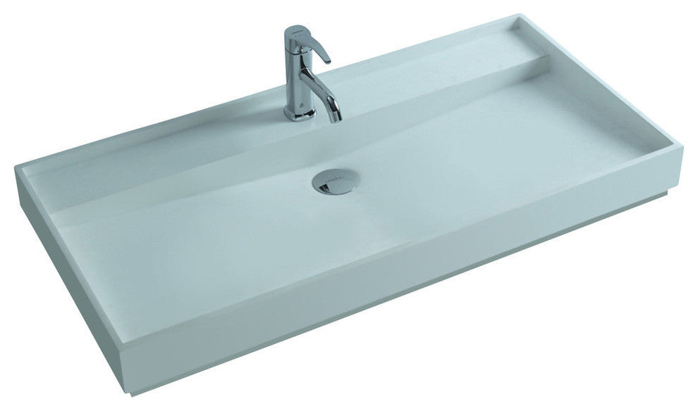 ADM Rectangular Countertop Sink, White, 24", Glossy White