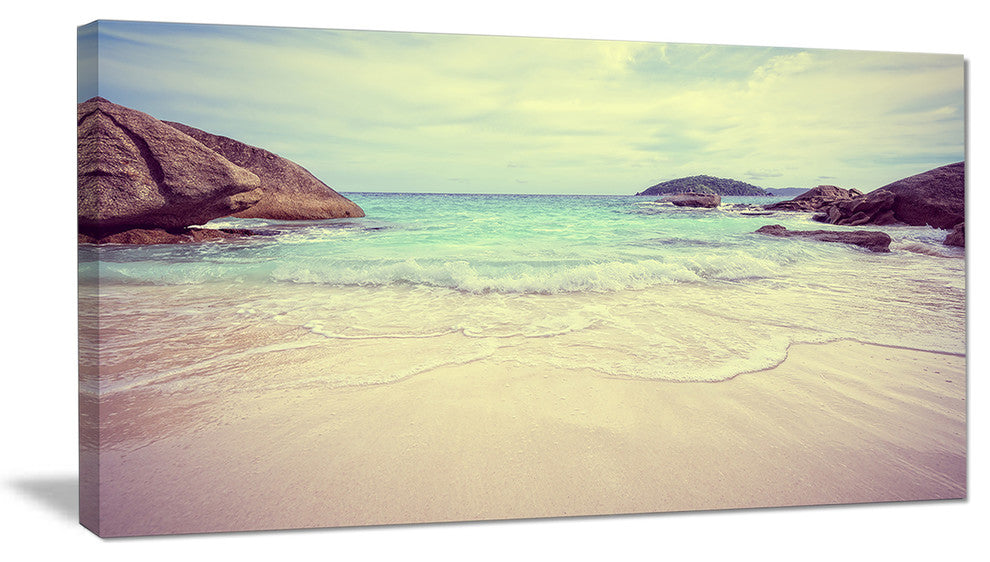 "Vintage Style Seashore Thailand" Seascape Art Canvas, 1 Panel, 60"x28"