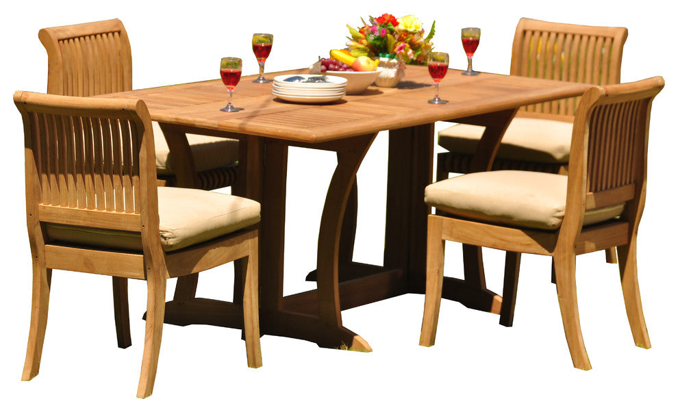 5-Piece Set, 69" Warwick Table, 4 Giva Chairs, Sunbrella Cushion, Spectrum Sand